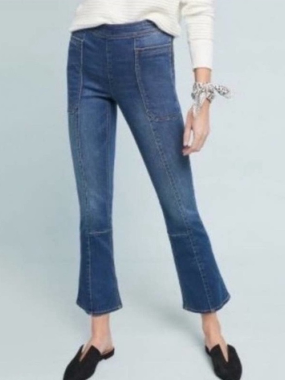 Pilcro and the Letterpress by Anthro Indigo High-Rise Patch Pocket Bootcut